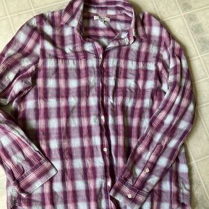Madewell oversized ex boyfriend shirt Pink Plaid Cotton Buttondown Blouse